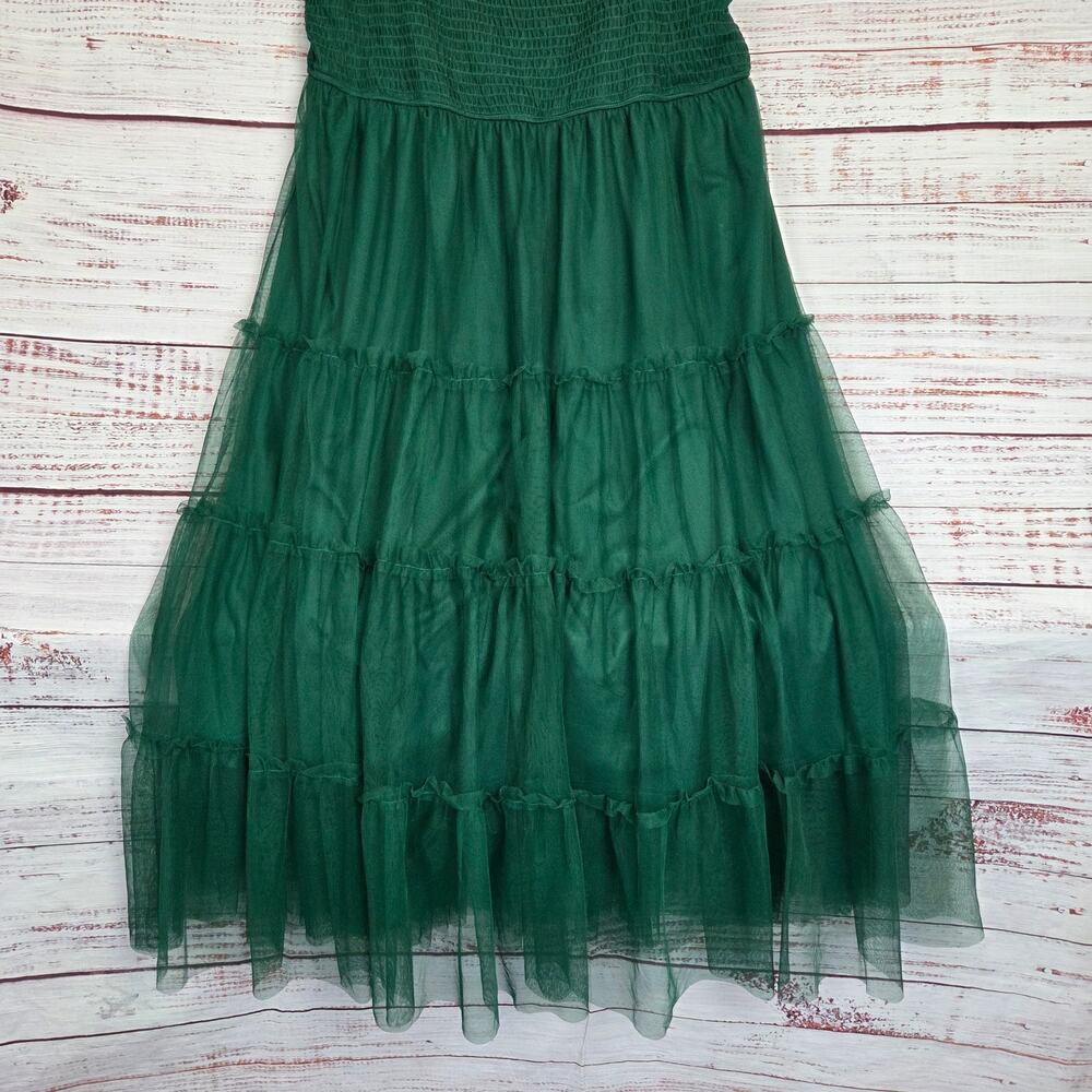 Pretty Garden Emerald Green MIdi Dress 2XL Tier Chiffon Whimsigoth Forest Fairy - Picture 4 of 16
